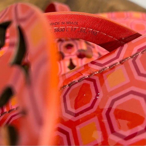Tory Burch Patent Miller Sandal Vivid Orange Octagon Square 11 - Picture 9 of 9